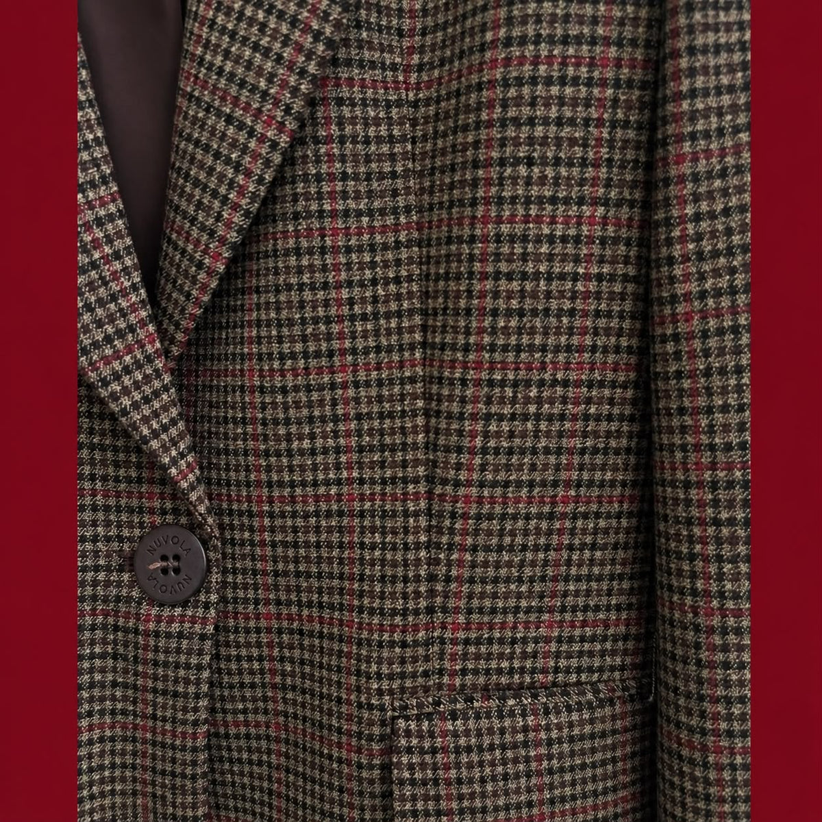 Giacca Over Quadro Bordeaux