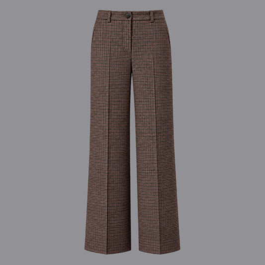 Pantaloni Gamba Larga Quadro Bordeaux