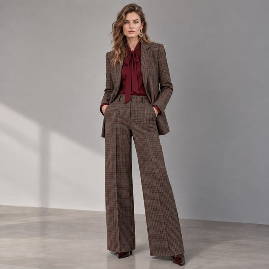 Giacca Over Quadro Bordeaux