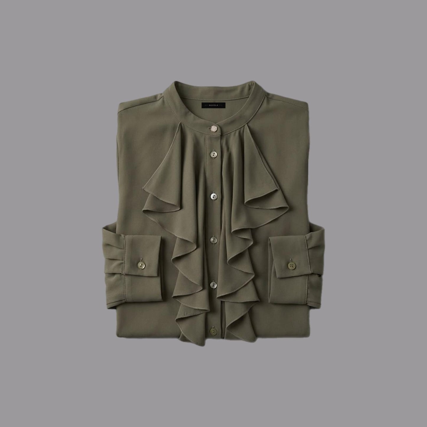 Camicia con Rouches Verde Militare