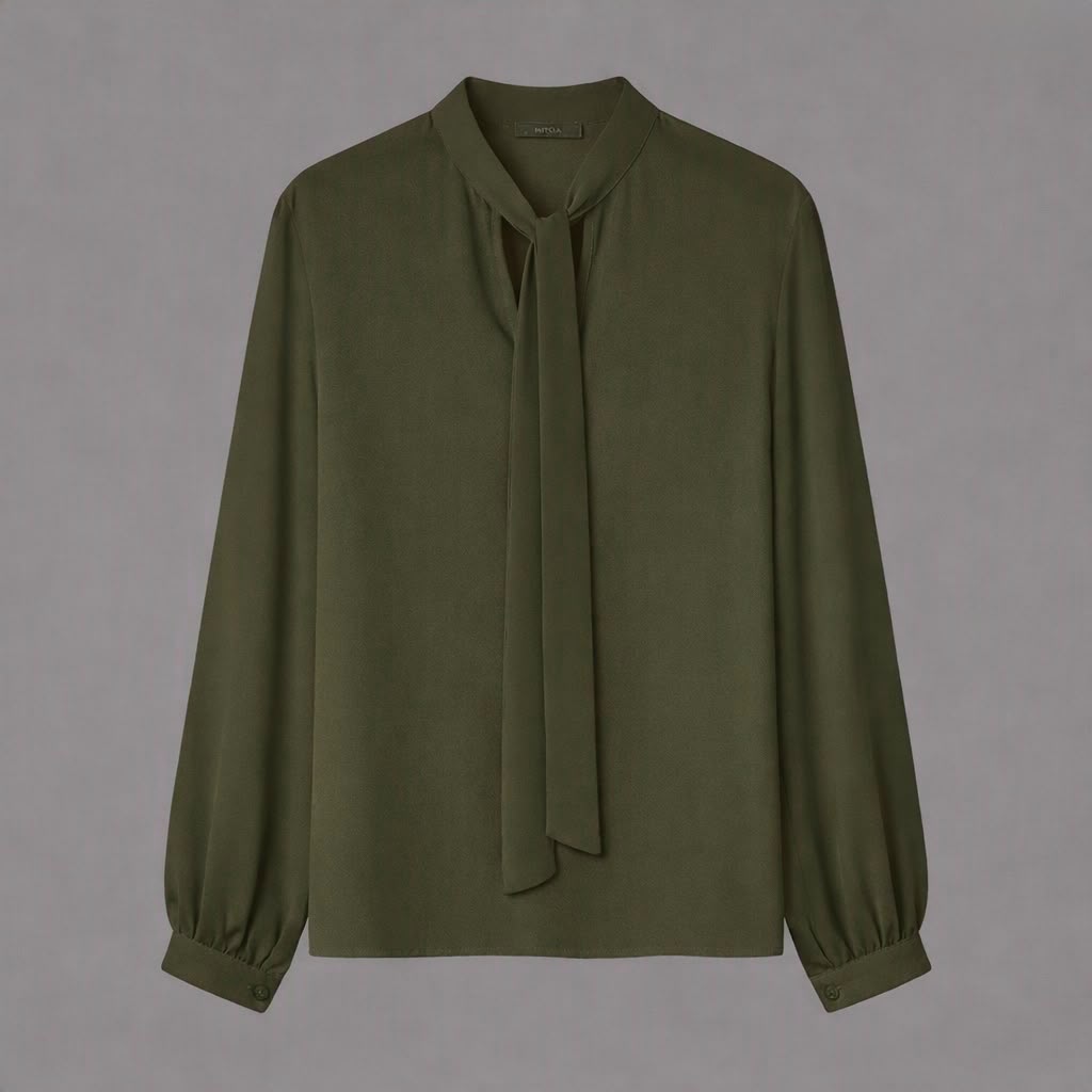 Blusa con Sciarpa Verde Militare