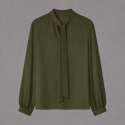Blusa con Sciarpa Verde Militare
