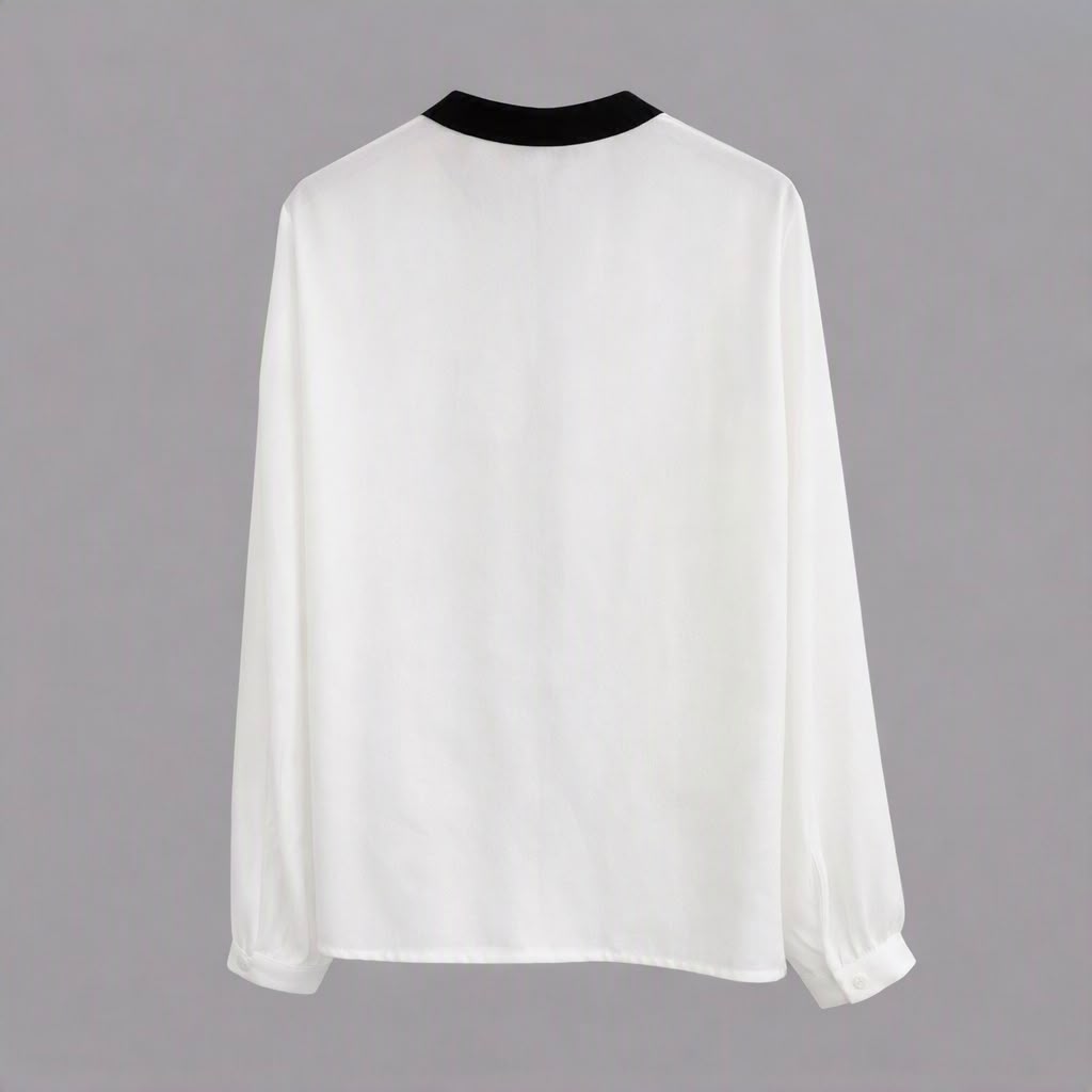 Blusa con Sciarpa Panna Bicolore