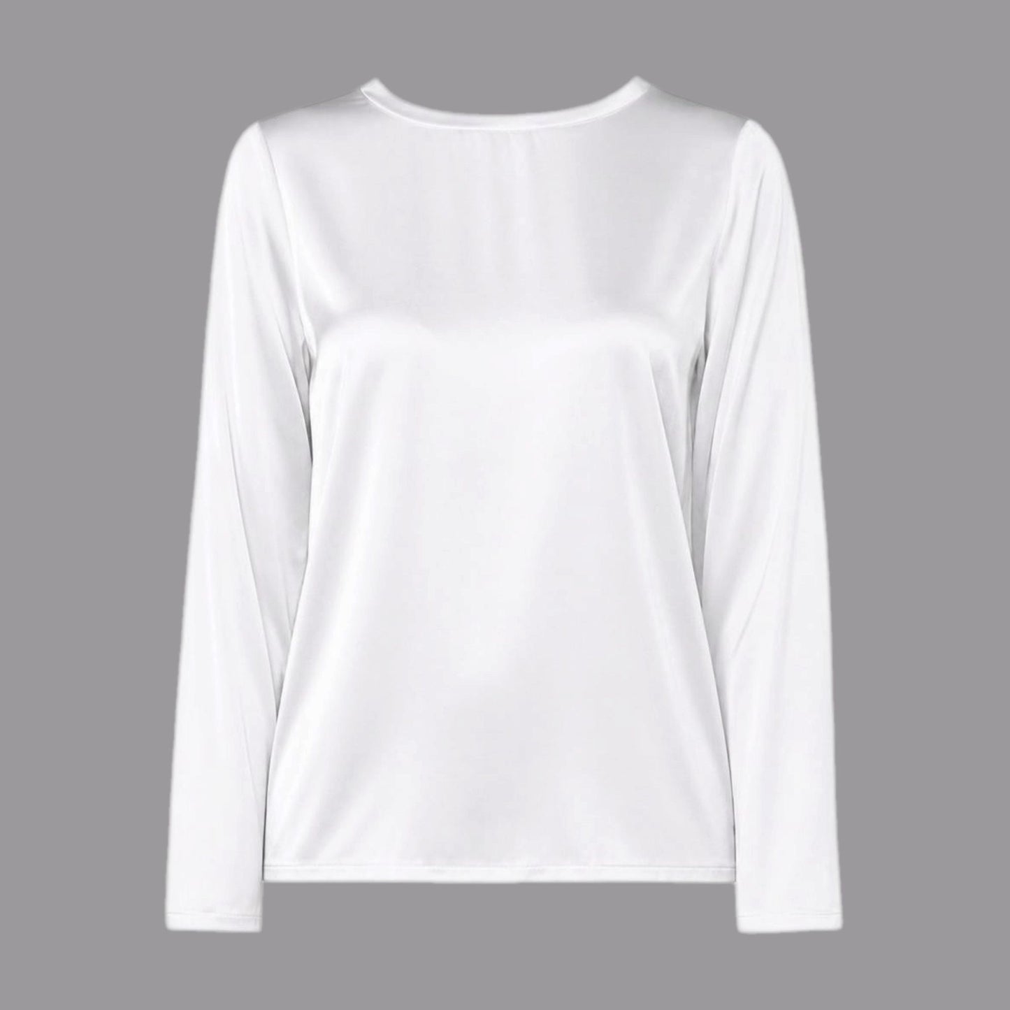 T-shirt Manica Lunga in Raso di Viscosa Elasticizzato Panna