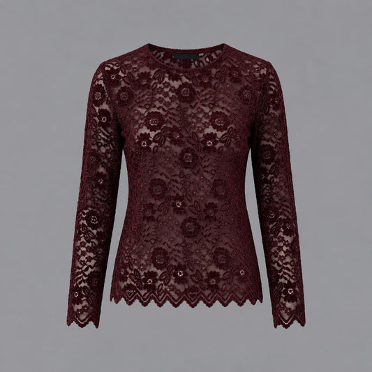 Maglia in Pizzo Bordeaux