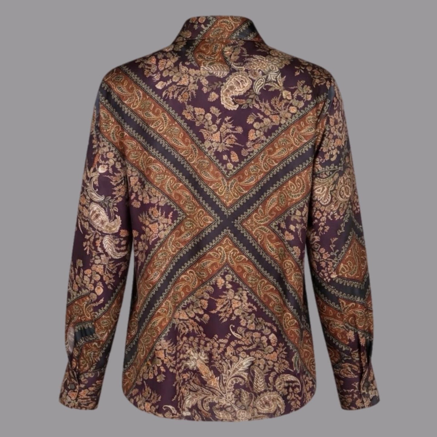 Camicia in Viscosa Fantasia Patchwork Blu