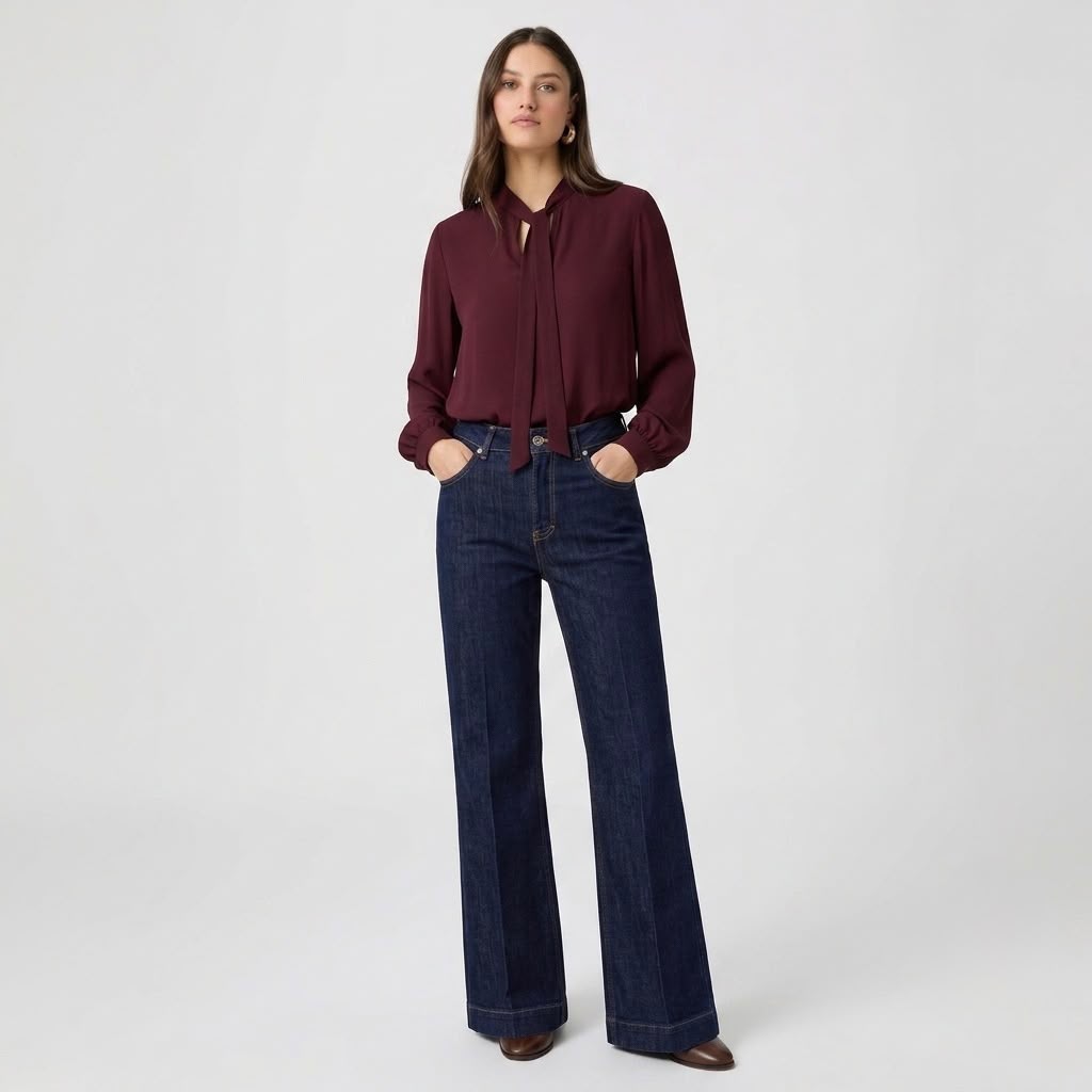 Blusa con Sciarpa Bordeaux