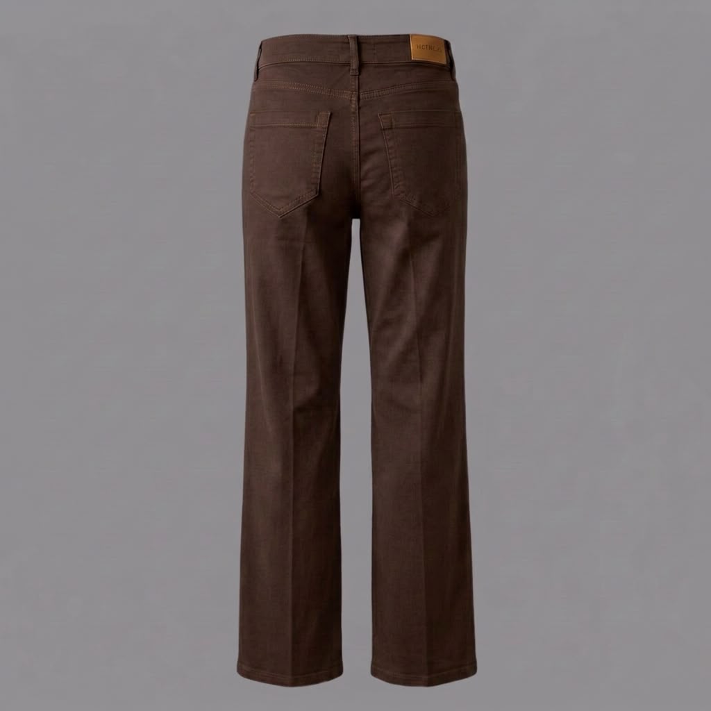 Pantaloni Cotone Tinto in Capo Gamba Dritta Moro