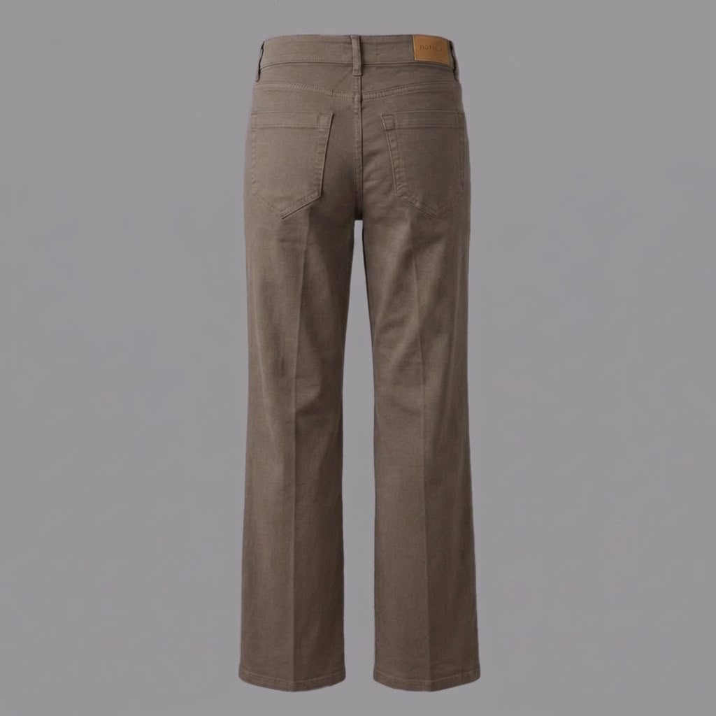 Pantaloni Cotone Tinto in Capo Gamba Dritta Tortora