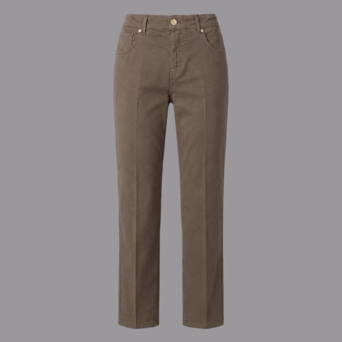 Pantaloni Cotone Tinto in Capo con Elastico Tortora