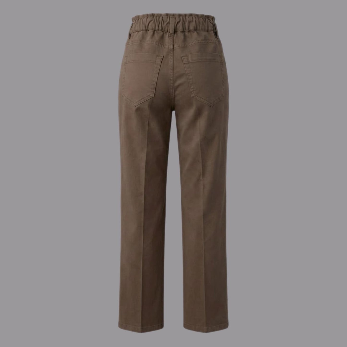 Pantaloni Cotone Tinto in Capo con Elastico Tortora