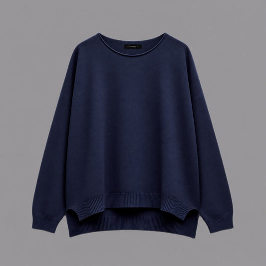 Maglia Scollo a Barca con Spacchi Blu