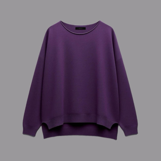 Maglia Scollo a Barca con Spacchi Melanzana