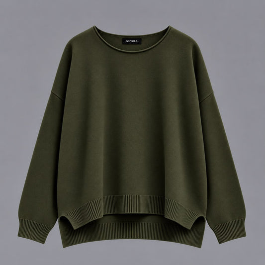 Maglia Scollo a Barca con Spacchi Militare