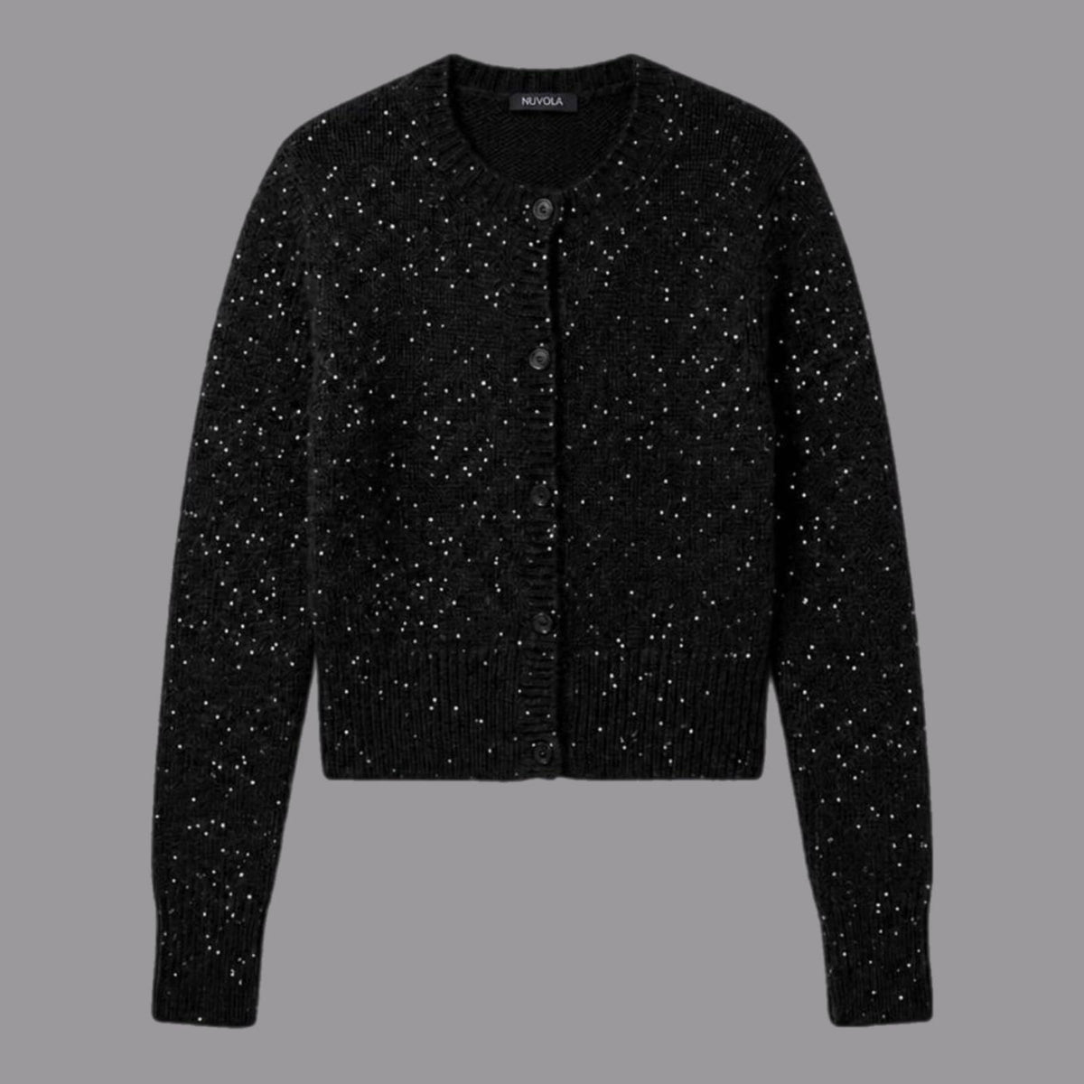 Cardigan in Mohair con Paillettes Nero