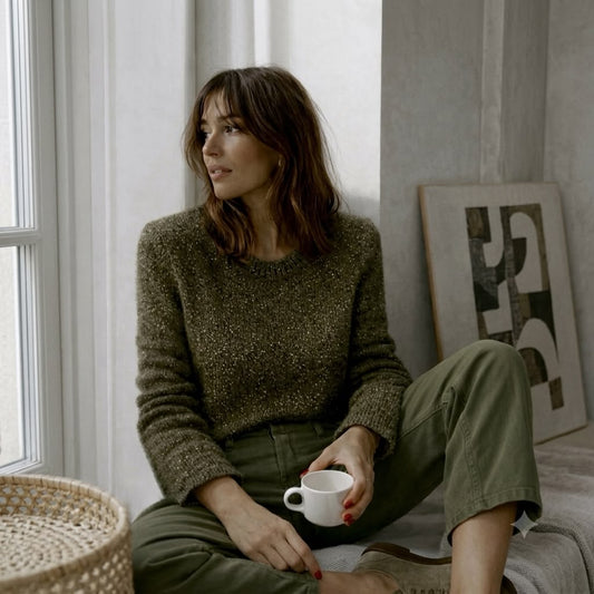 Maglia in Mohair con Paillettes Militare