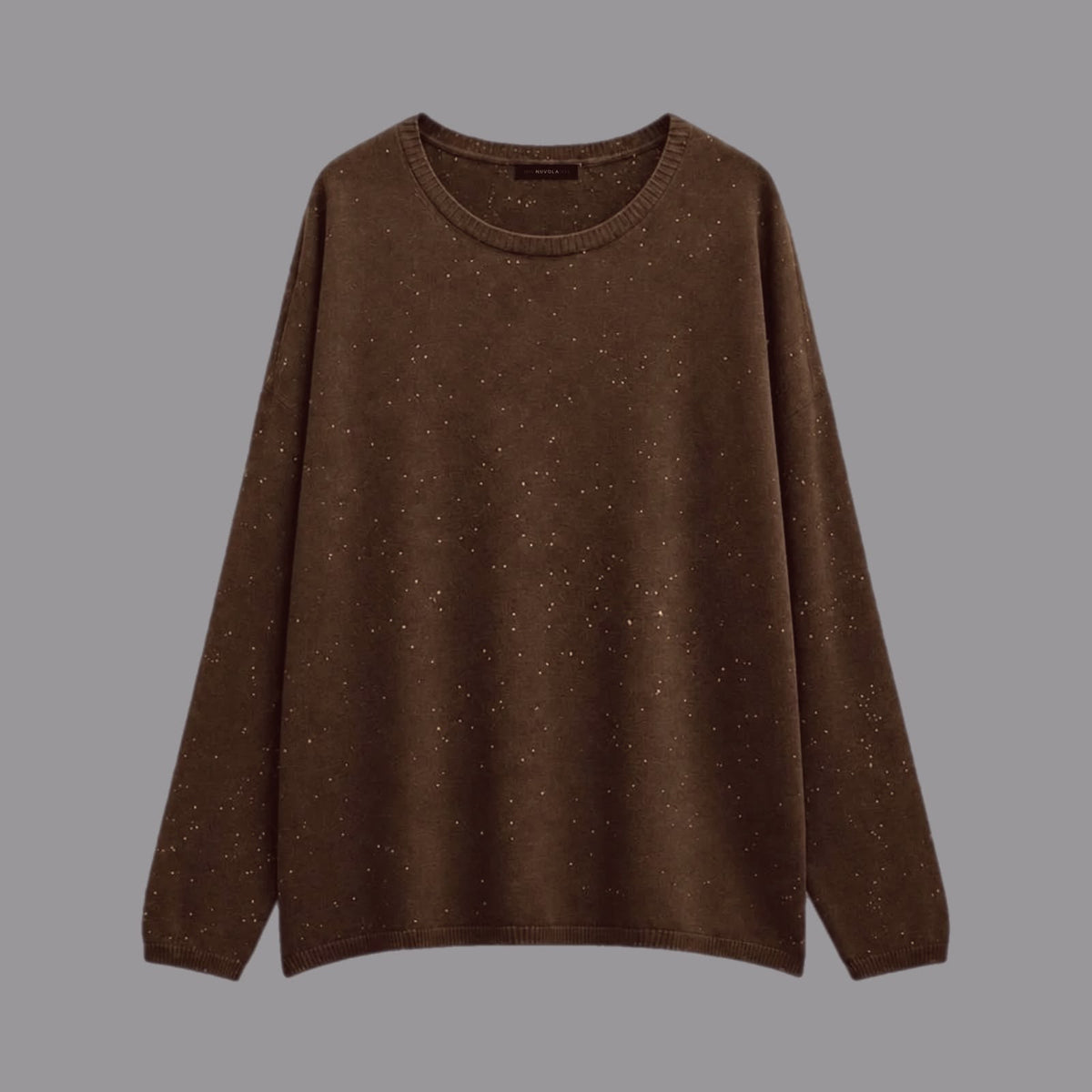 Maglia Over Con Paillettes Cioccolato