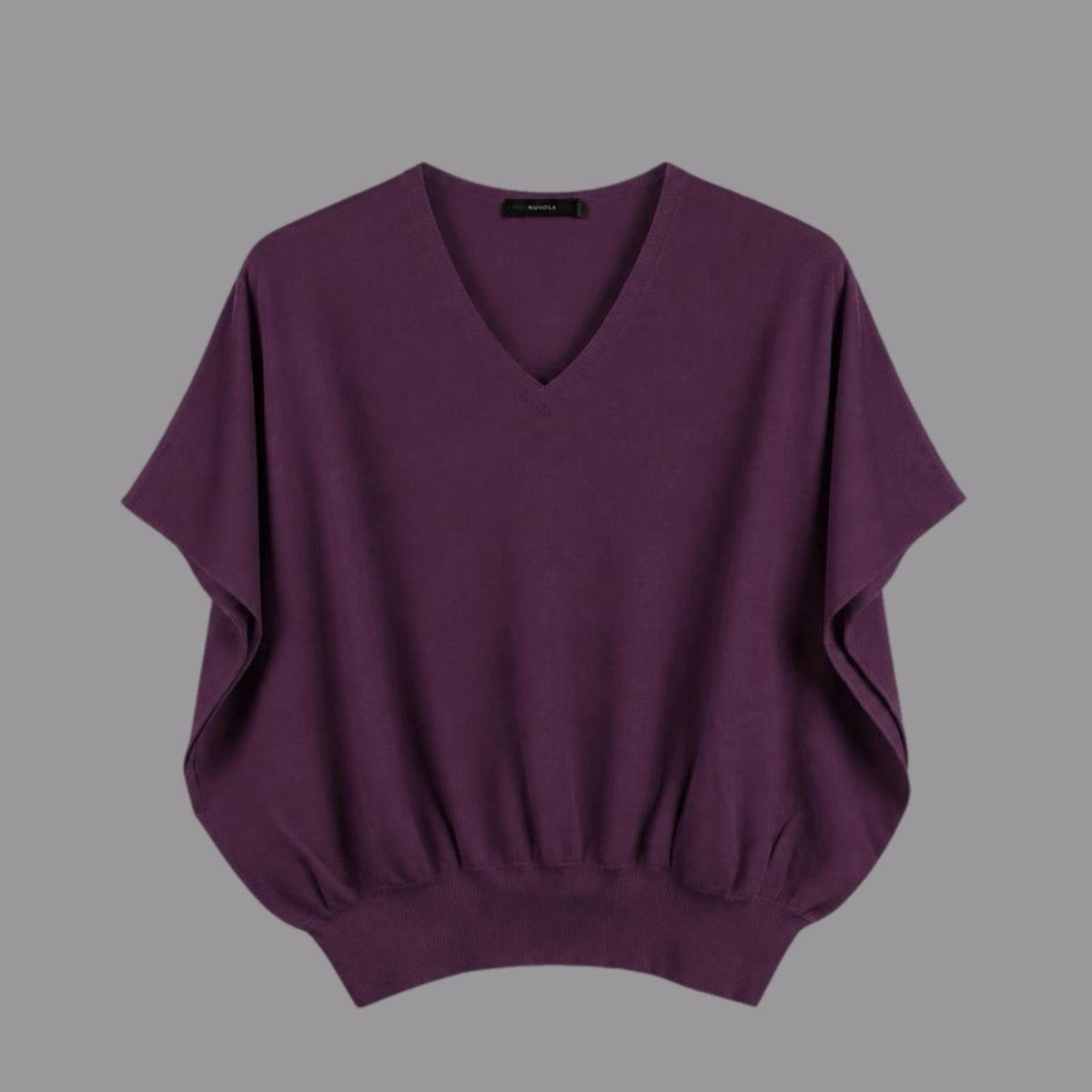 Poncho in Viscosa Elasticizzata Melanzana