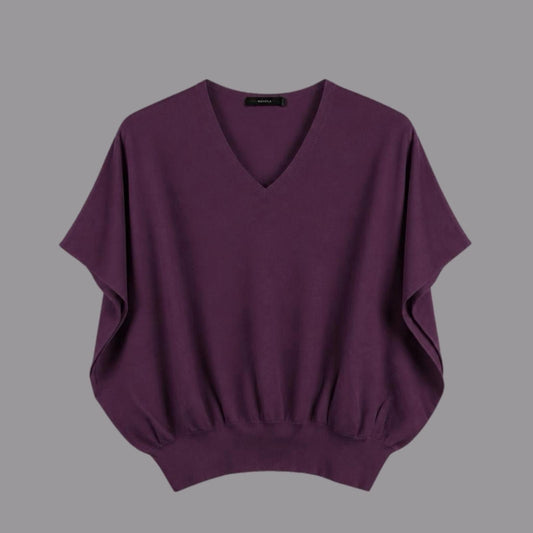 Poncho in Viscosa Elasticizzata Melanzana
