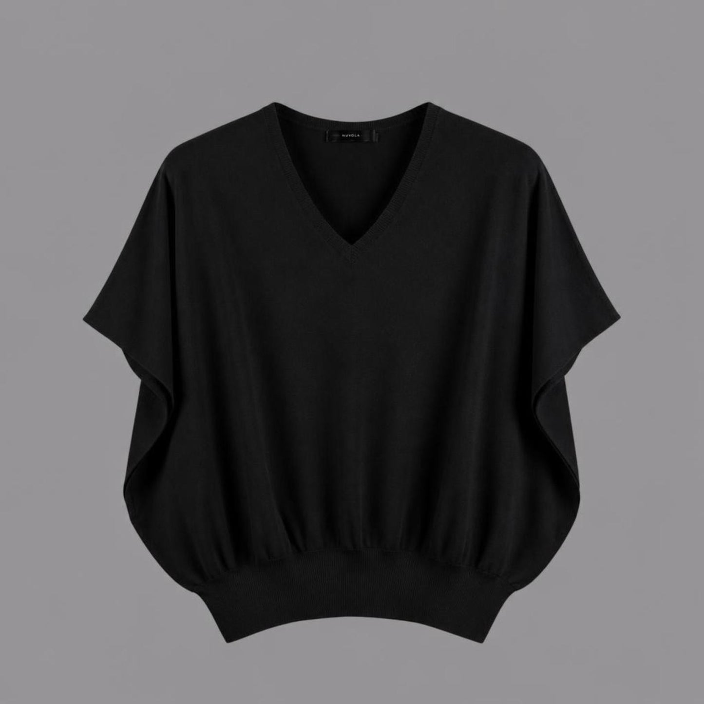 Poncho in Viscosa Elasticizzata Nero