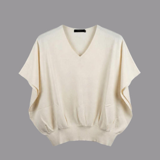 Poncho in Viscosa Elasticizzata Panna