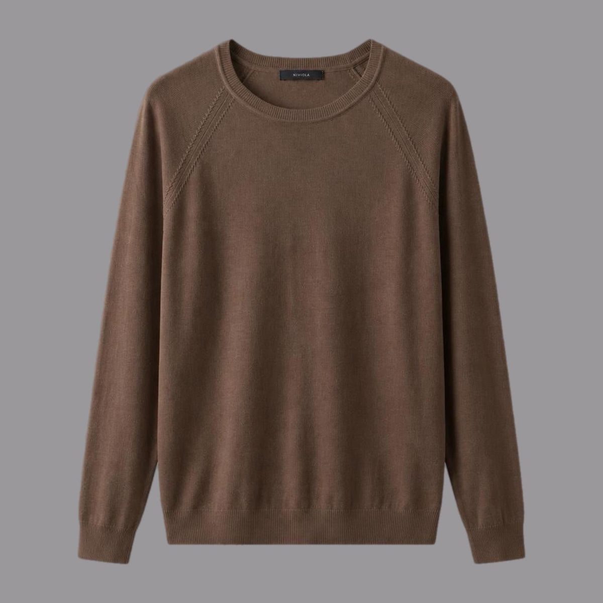 Maglia Girocollo in Viscosa Elasticizzata Cacao