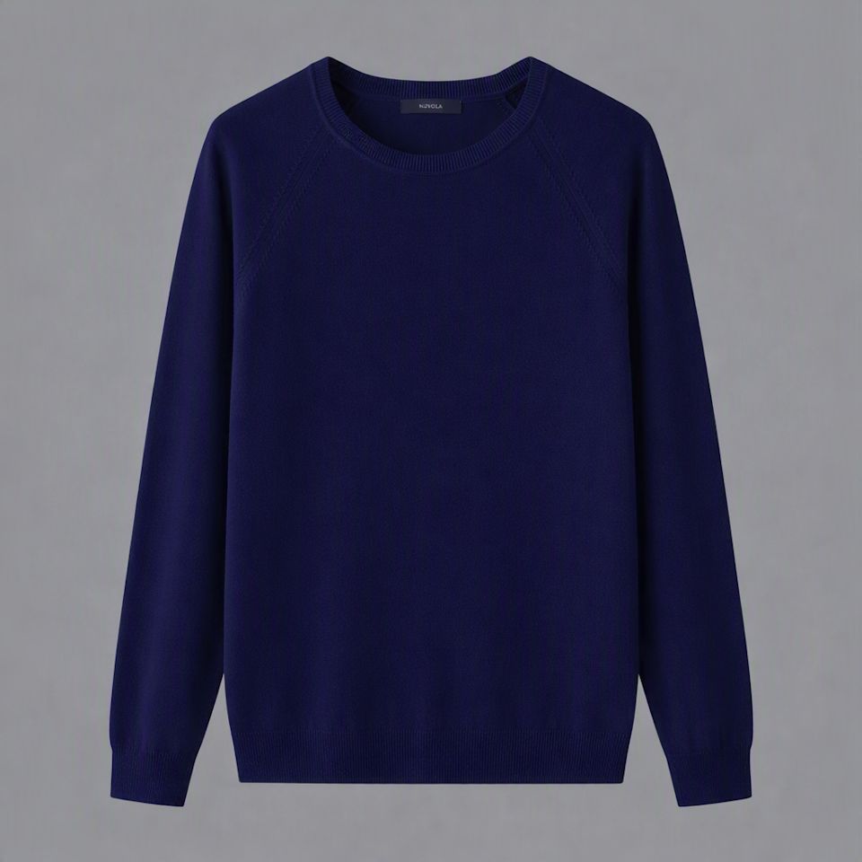 Maglia Girocollo in Viscosa Elasticizzata Blu