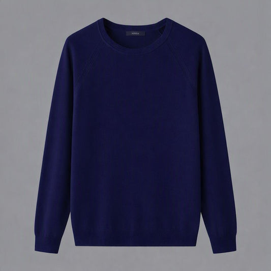 Maglia Girocollo in Viscosa Elasticizzata Blu