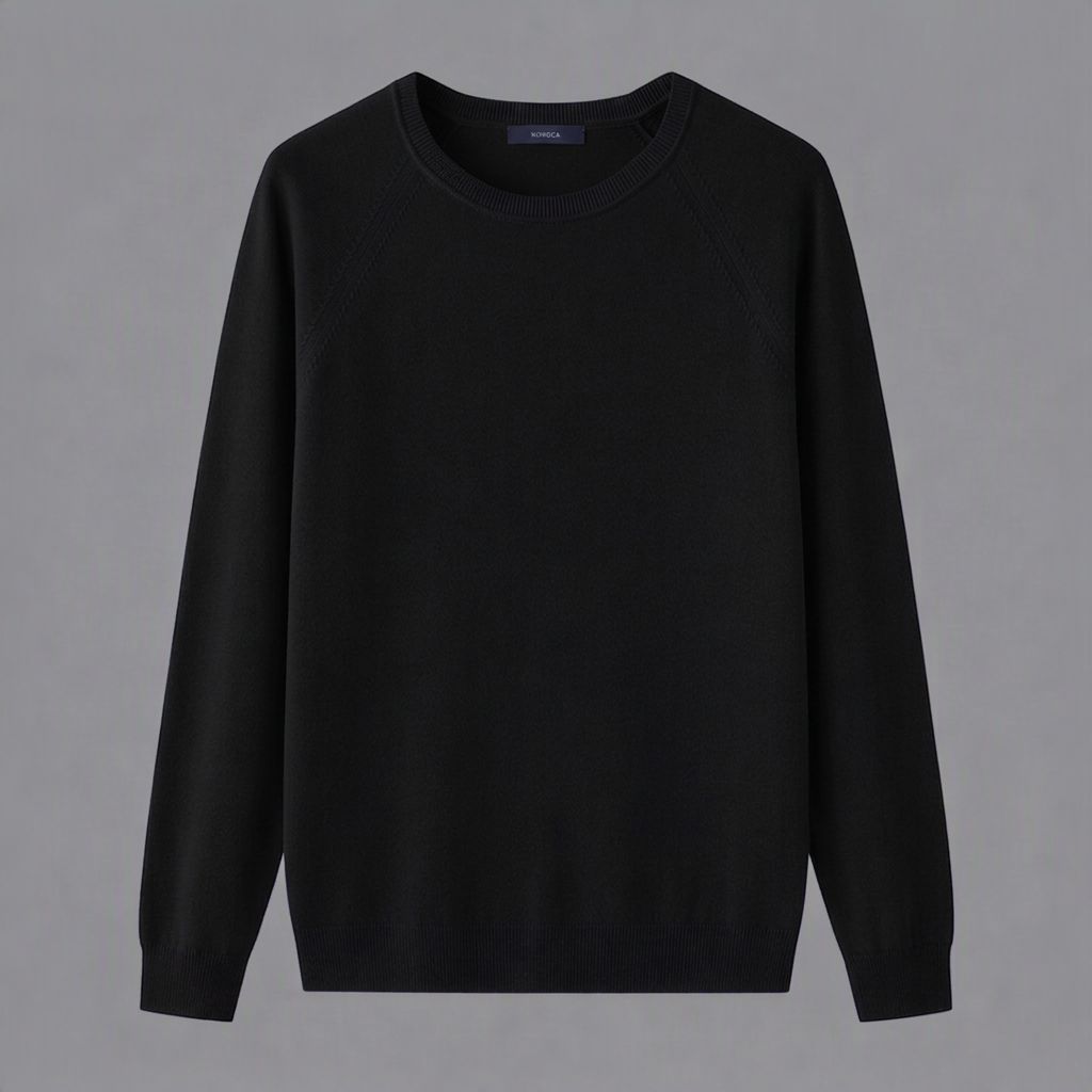 Maglia Girocollo in Viscosa Elasticizzata Nera