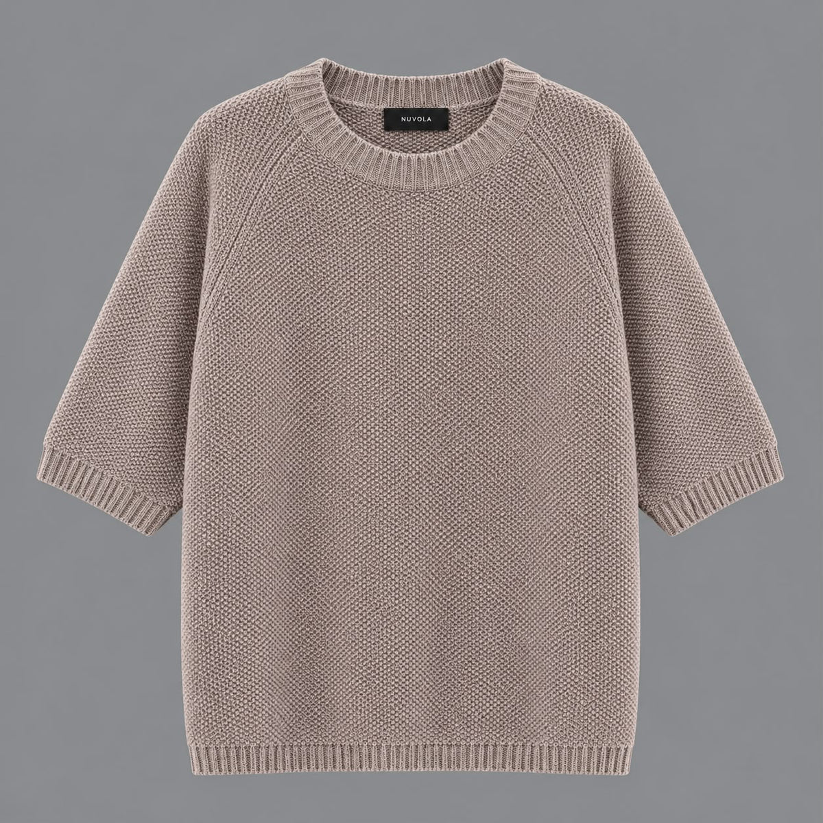 Rundhals-Pullover aus Kaschmir-Mix in Walnuss