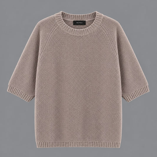 Maglia Girocollo Misto Cachemire Noce