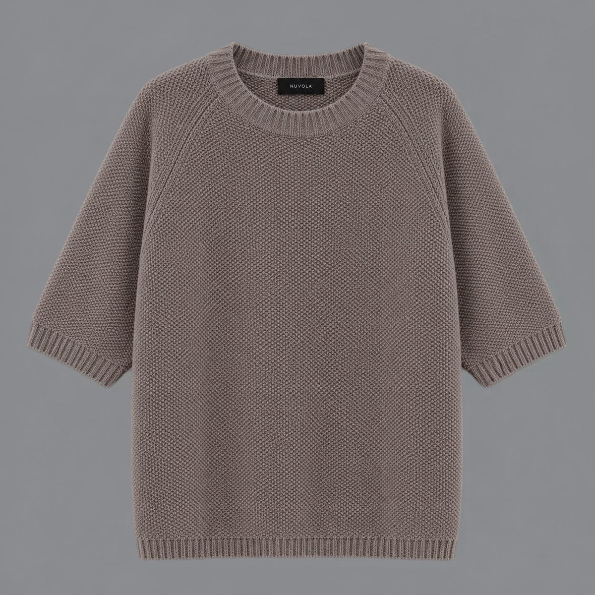 Rundhals-Pullover aus Kaschmir-Mix in Walnuss