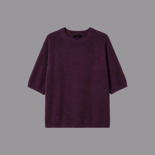 Maglia Girocollo Misto Cachemire Melanzana