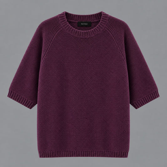 Maglia Girocollo Misto Cachemire Melanzana