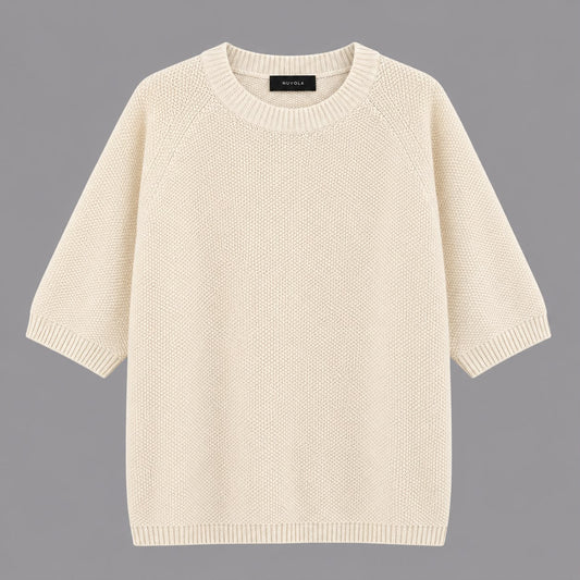 Maglia Girocollo Misto Cachemire Panna