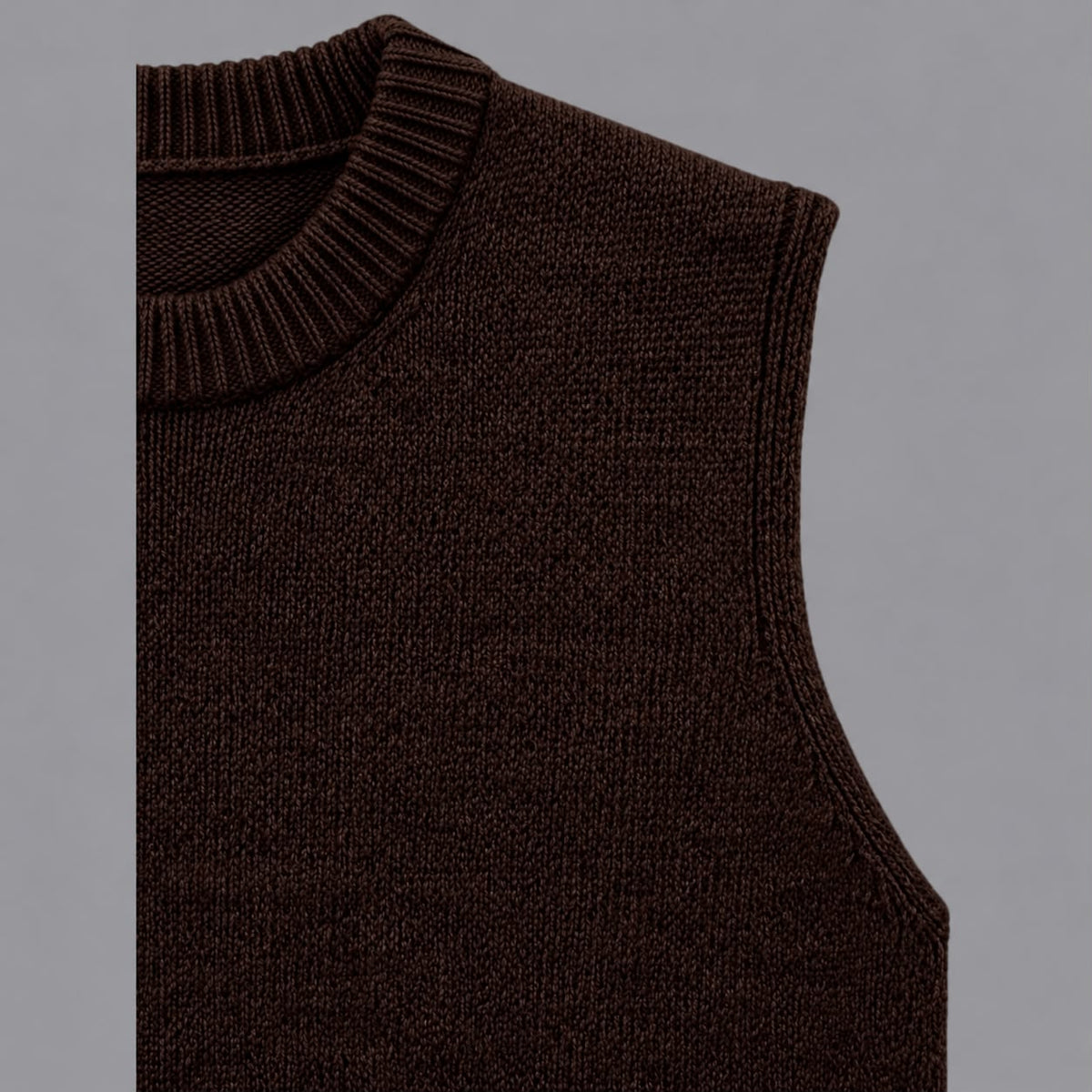 Gilet Scollo Girocollo il Misto Lana Cachemire Cioccolato