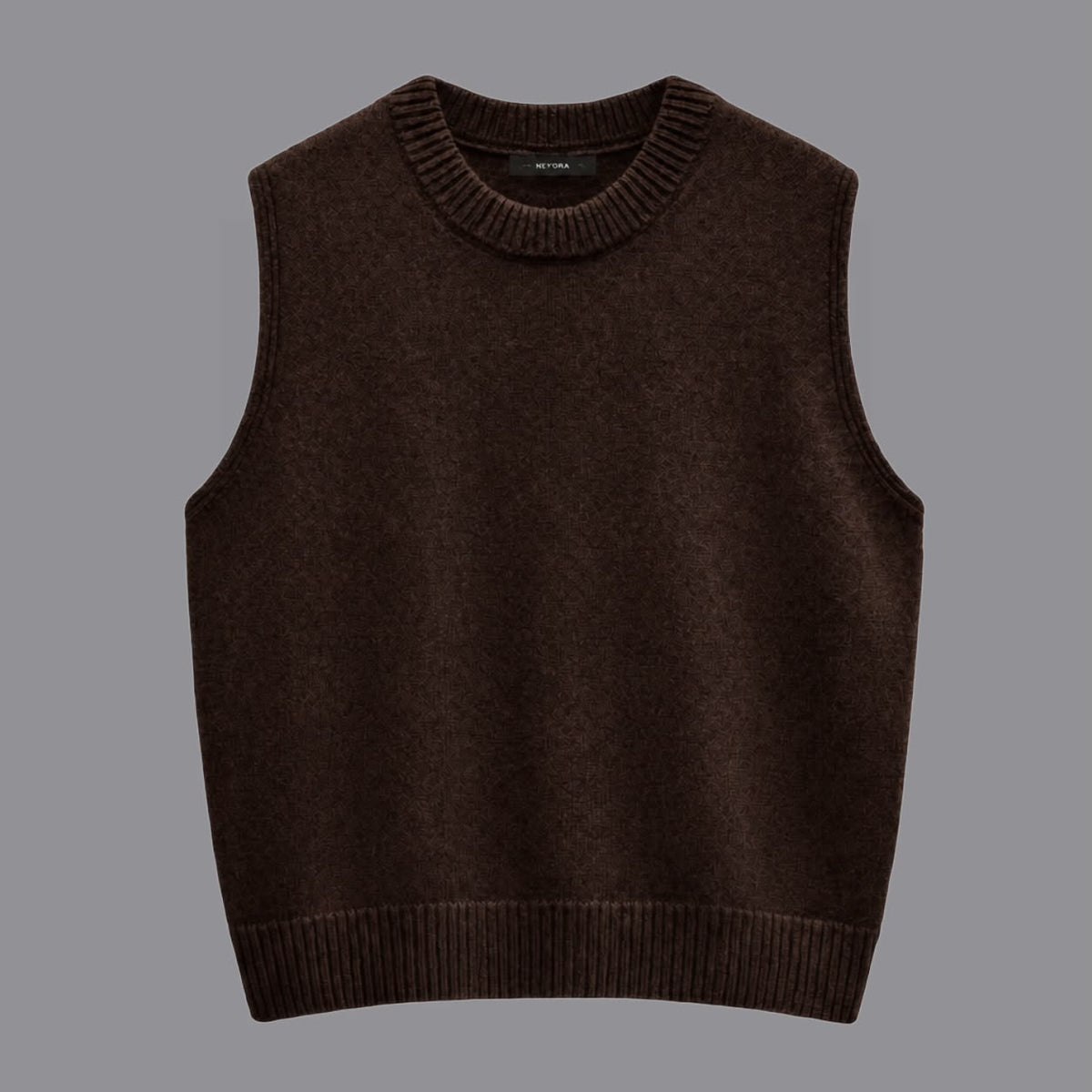 Gilet Scollo Girocollo il Misto Lana Cachemire Cioccolato
