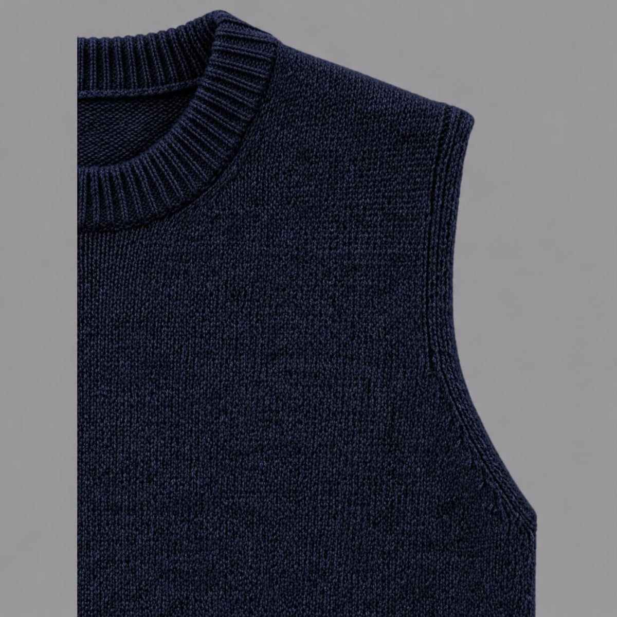 Gilet Scollo Girocollo il Misto Lana Cachemire Blu