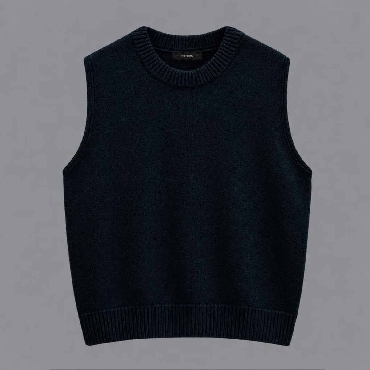 Gilet Scollo Girocollo il Misto Lana Cachemire Blu