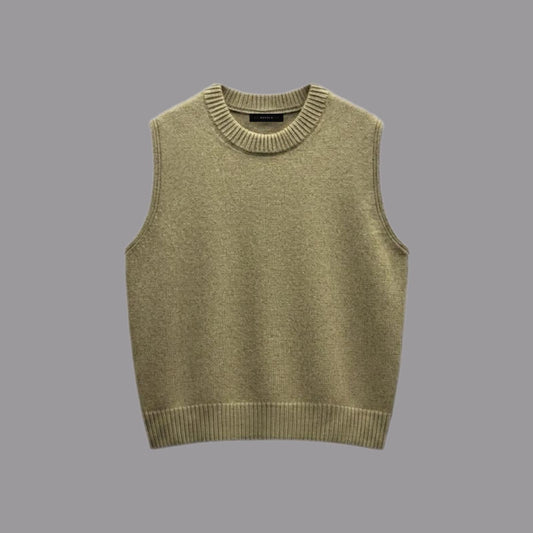 Gilet Scollo Girocollo il Misto Lana Cachemire Lime