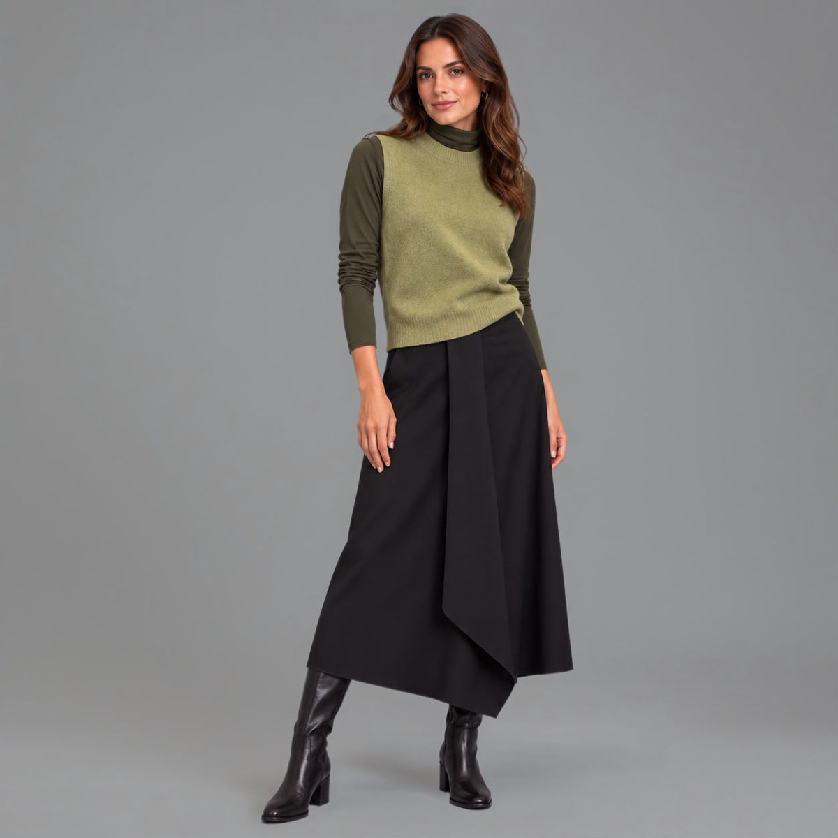 Gilet Scollo Girocollo il Misto Lana Cachemire Lime