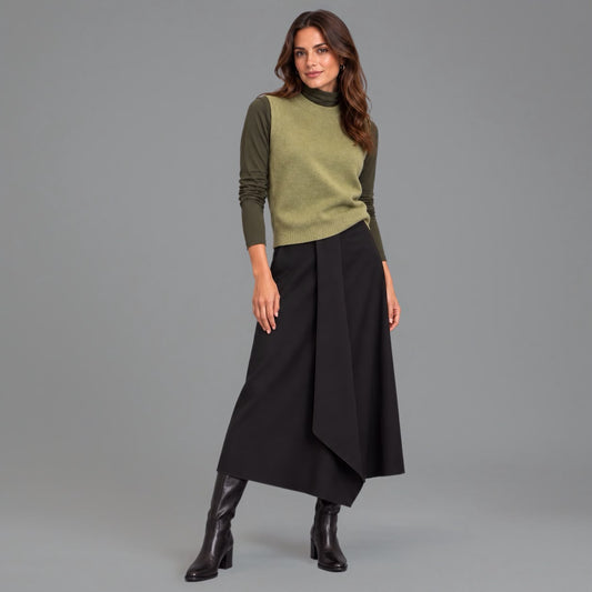 Gilet Scollo Girocollo il Misto Lana Cachemire Lime