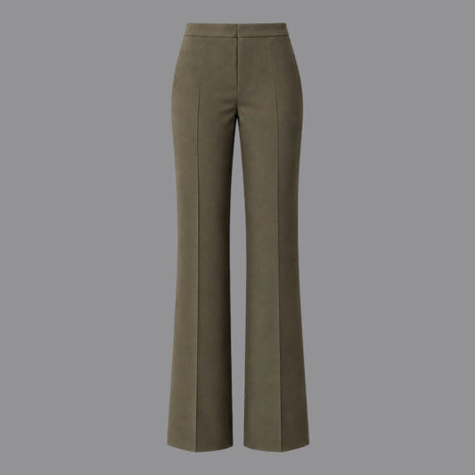 Pantaloni a Zampa in Fluido Muschio