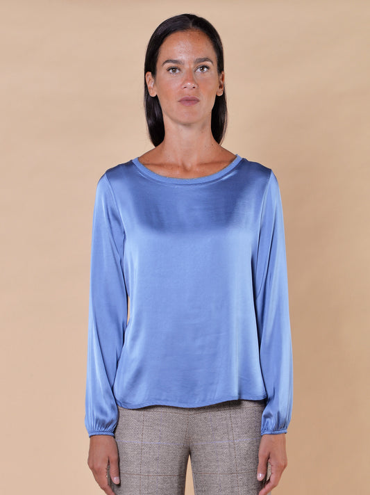 T-shirt in Raso di Viscosa Elasticizzato Pervinca