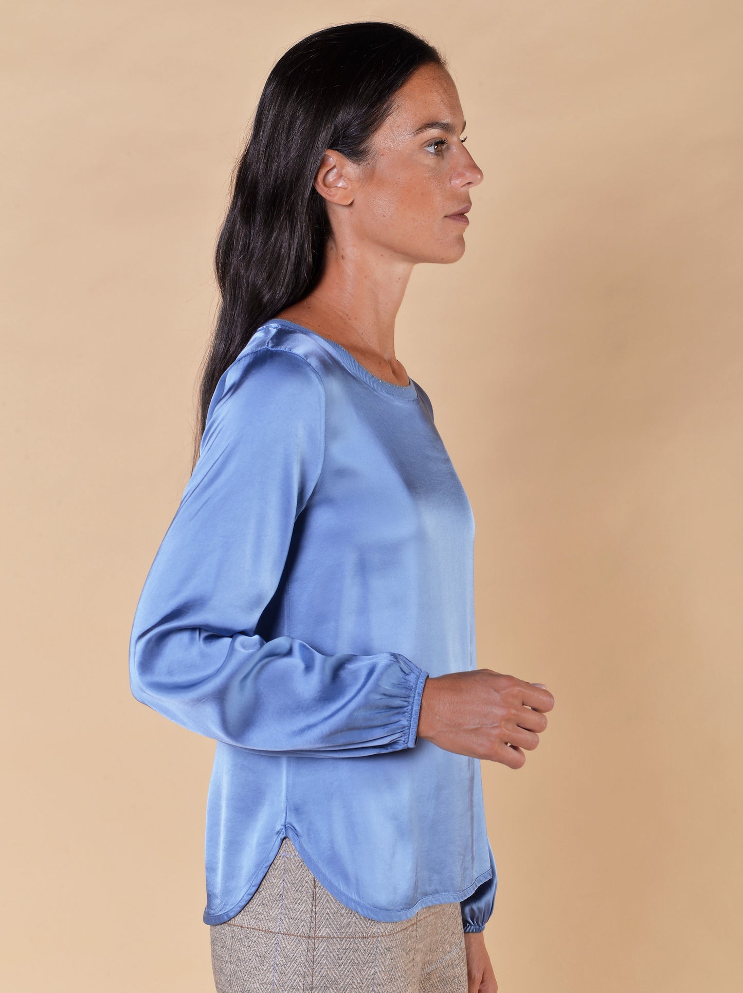 T-shirt in Raso di Viscosa Elasticizzato Pervinca