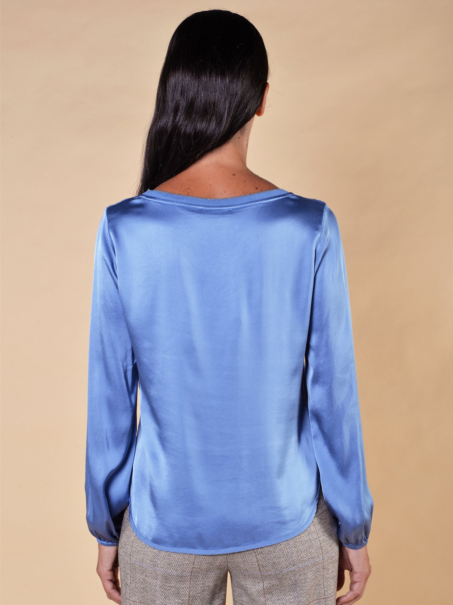 T-shirt in Raso di Viscosa Elasticizzato Pervinca