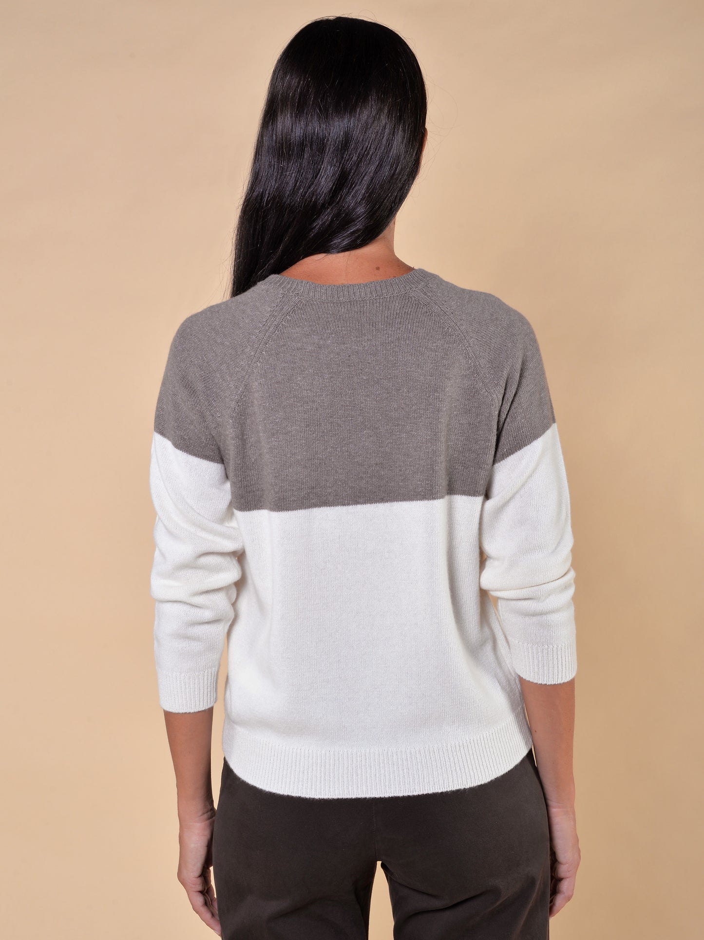 Maglia in Misto Lana Bicolore Noce Panna