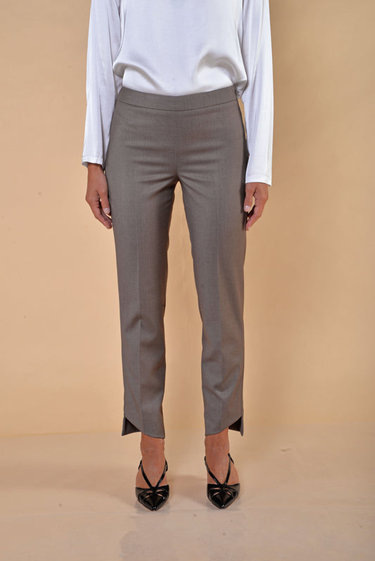 Pantaloni Zip Laterale e Spacchi Asimmetrici Noce