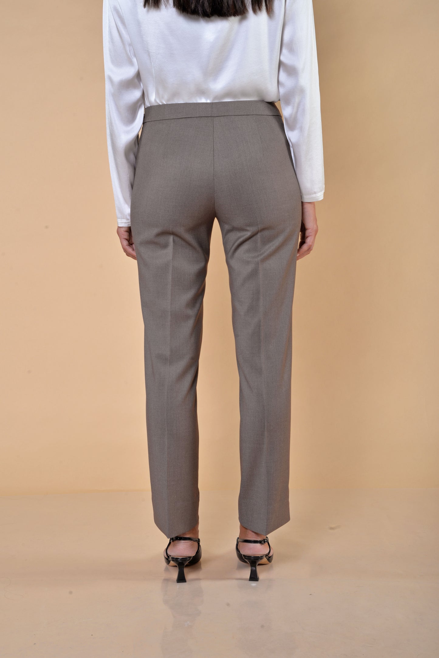 Pantaloni Zip Laterale e Spacchi Asimmetrici Noce