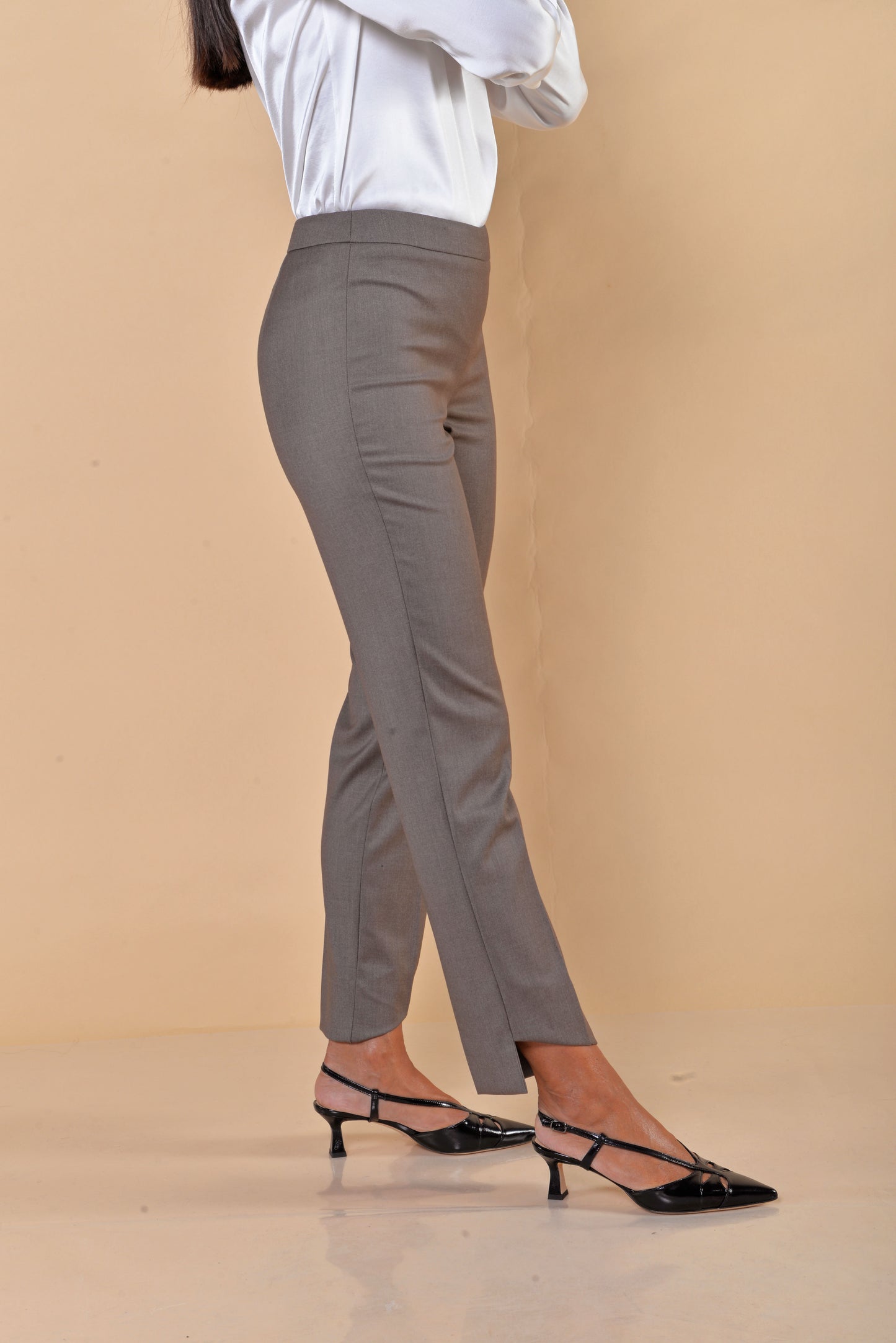 Pantaloni Zip Laterale e Spacchi Asimmetrici Noce
